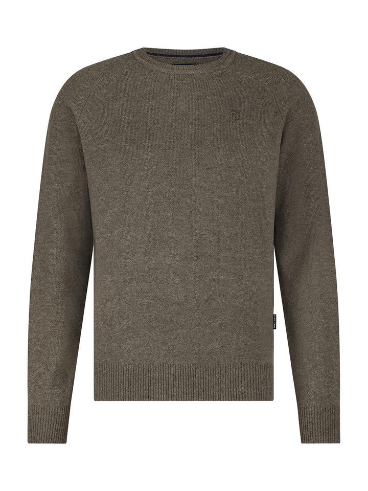 Taupe kleurige wollen turi met ronde hals State Of Art 