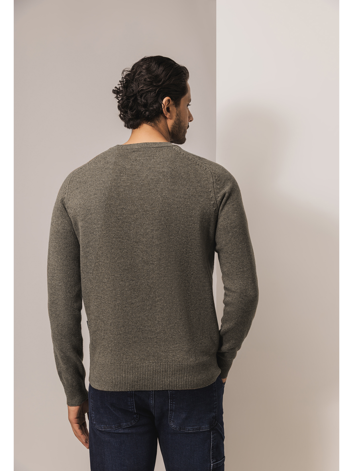 Taupe kleurige wollen turi met ronde hals State Of Art 