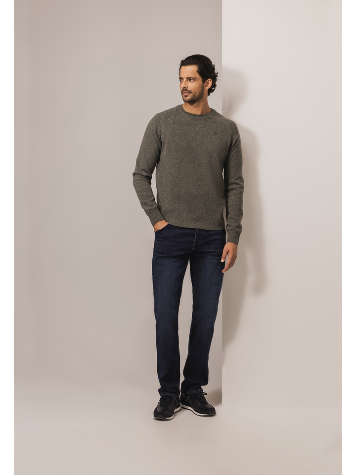 Taupe kleurige wollen turi met ronde hals State Of Art 