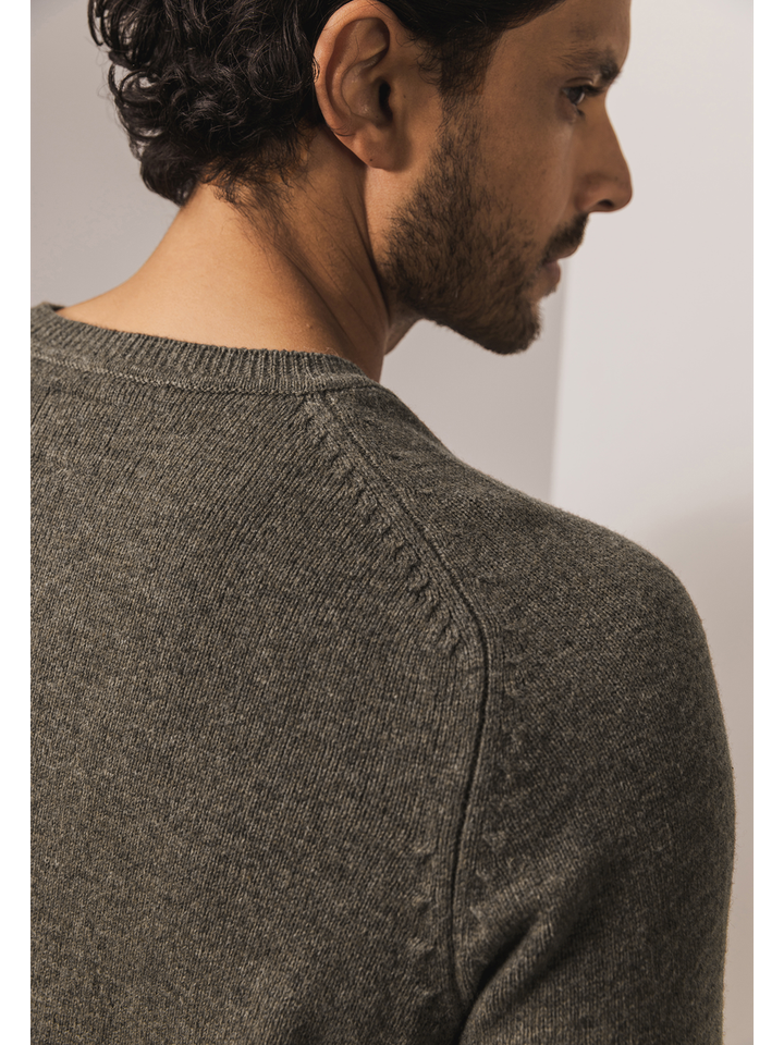 Taupe kleurige wollen turi met ronde hals State Of Art 
