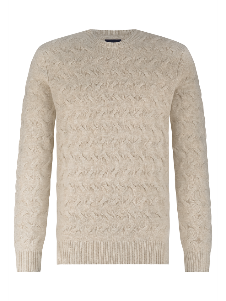 Beige gebreide turi met kabel State Of Art 
