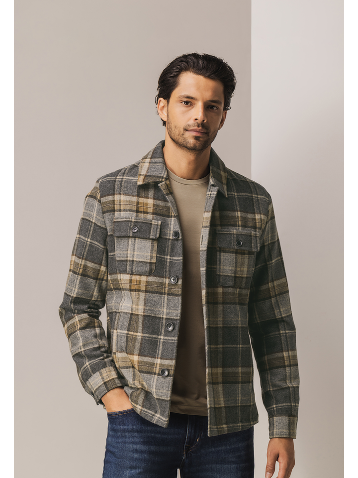 Geruiten wollen hemd met lange mouw State of Art