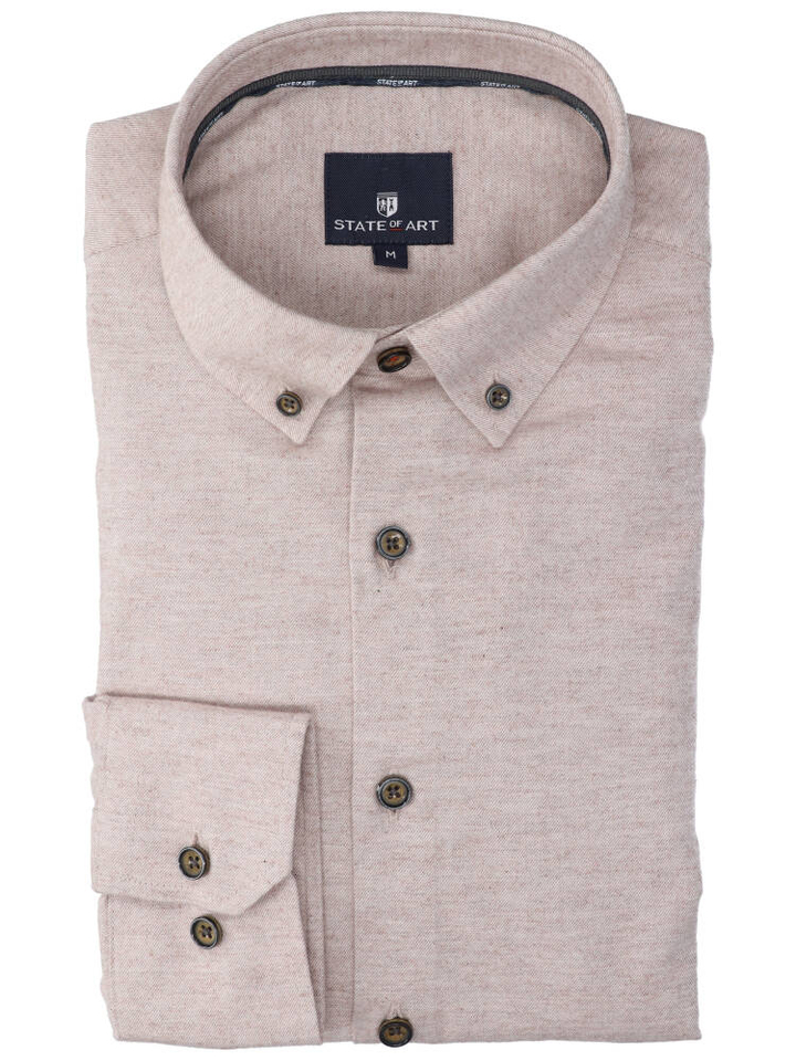 Beige katoenen hemd (regular fit) met lange mouwen State Of Art