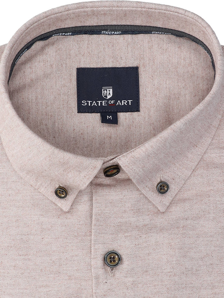 Beige katoenen hemd (regular fit) met lange mouwen State Of Art