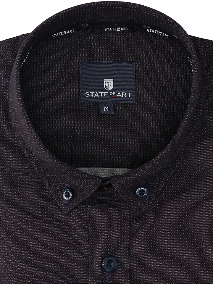 Blauw katoenen hemd (regular fit) met fijne details en lange mouwen State Of Art 