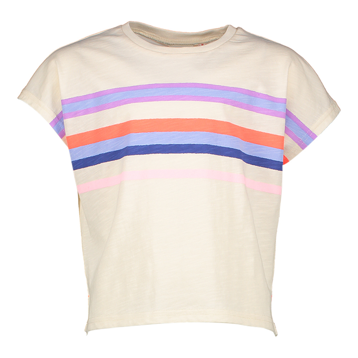 Ecru t-shirt met strepen AO76