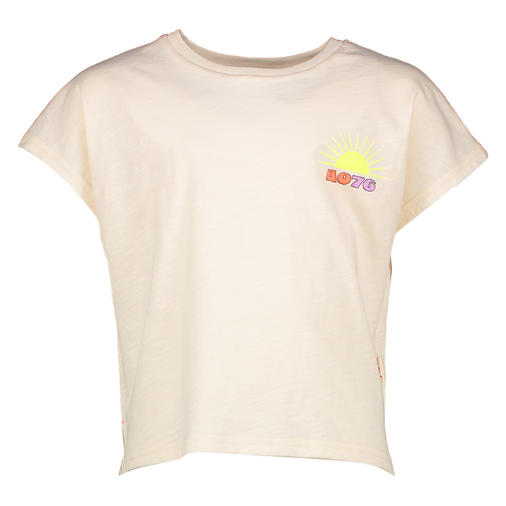 Ecru t-shirt met print en logo AO76