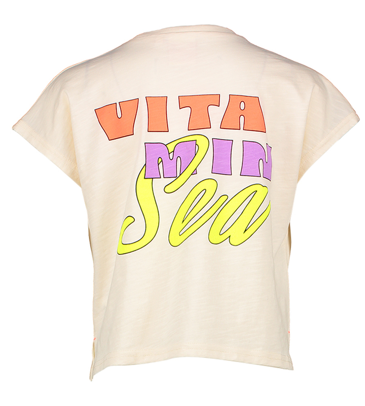 Ecru t-shirt met print en logo AO76