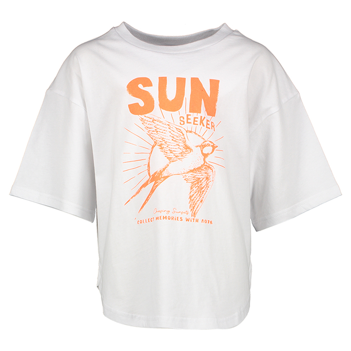 Witte t-shirt met fluo oranje sun AO 