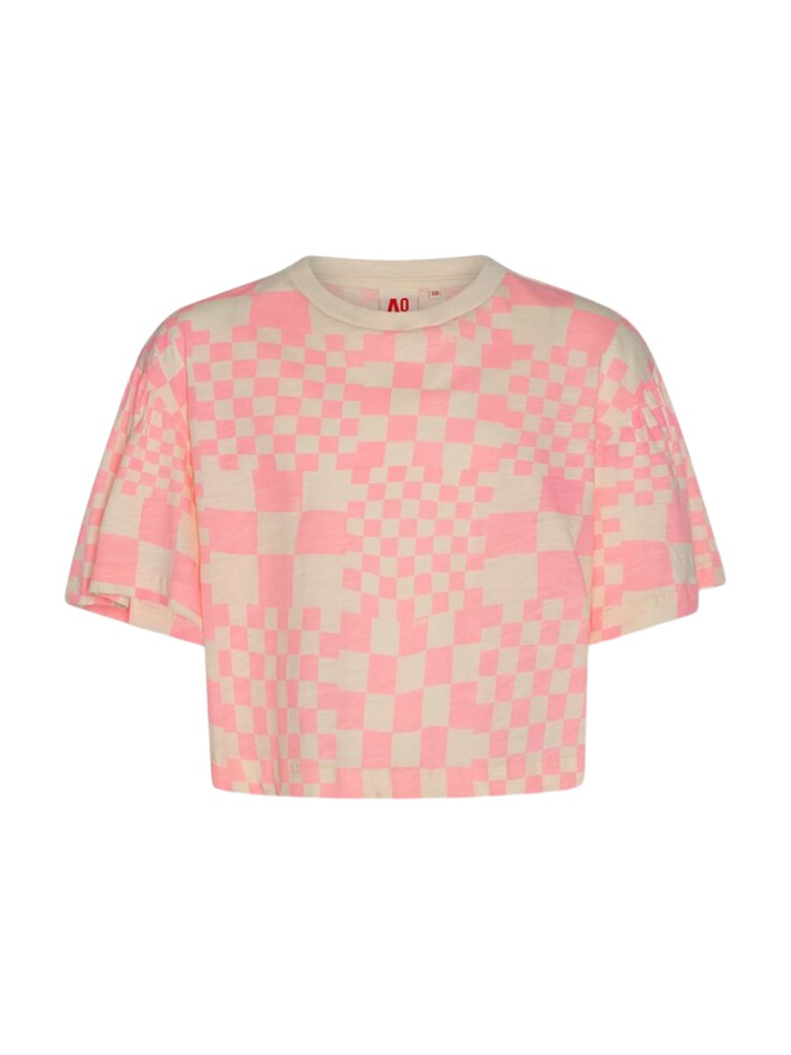Fluo ecru geruite t-shirt AO76