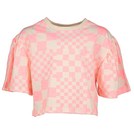 Fluo ecru geruite t-shirt AO76