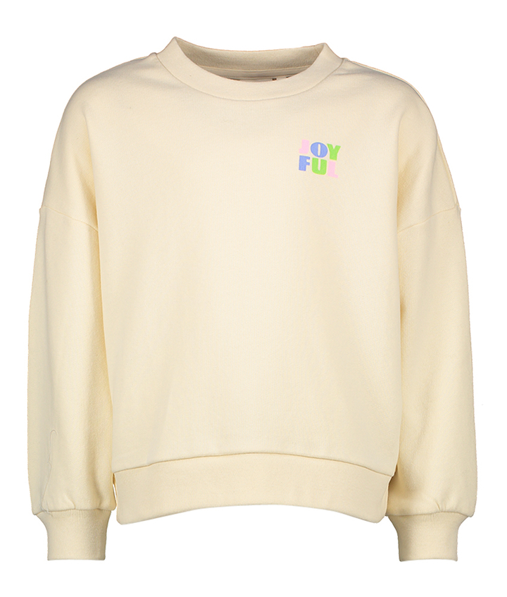 Ecru katoenen sweater met print Joyful AO76