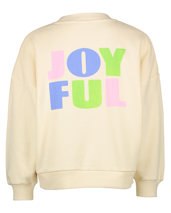 Ecru katoenen sweater met print Joyful AO76