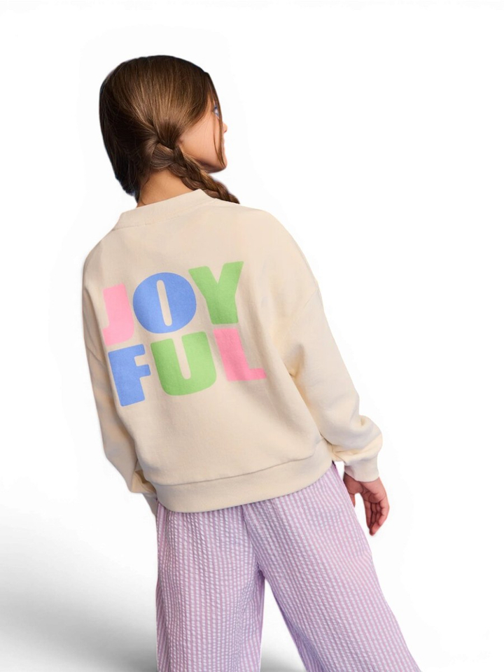 Ecru katoenen sweater met print Joyful AO76