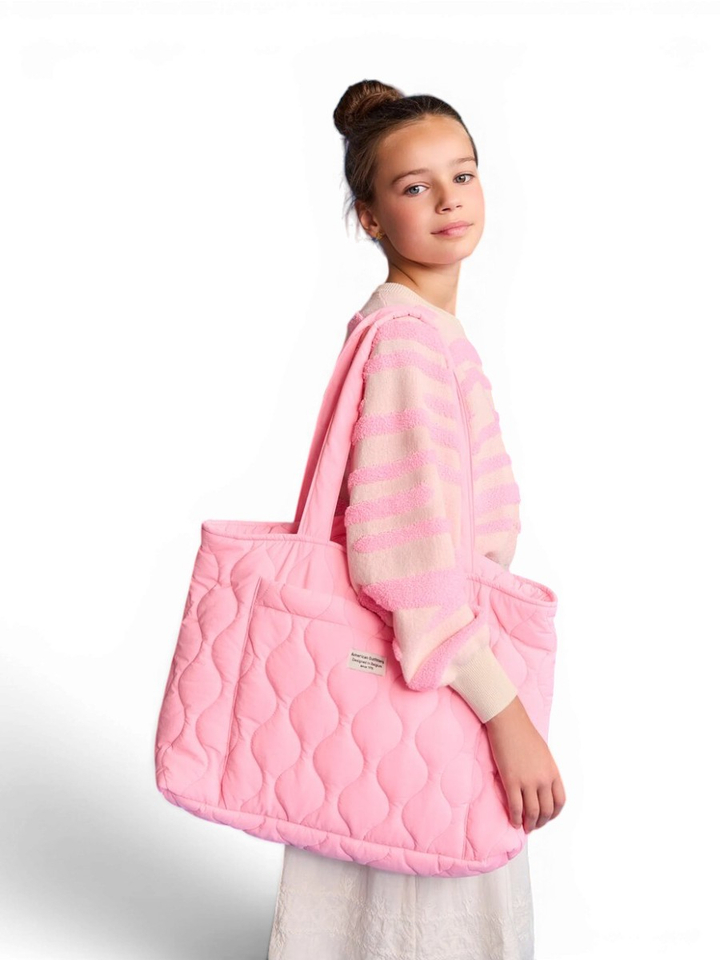 Beige turi met roze strepen AO76