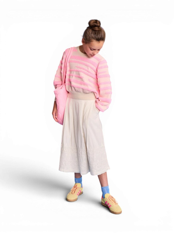 Beige turi met roze strepen AO76