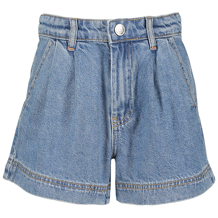 Blauwe jeansshort met plooien AO76