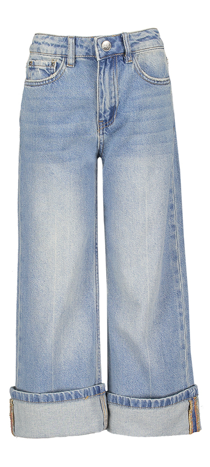 Blauwe wide fit jeans met boord AO76