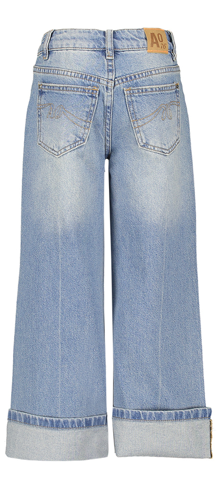 Blauwe wide fit jeans met boord AO76