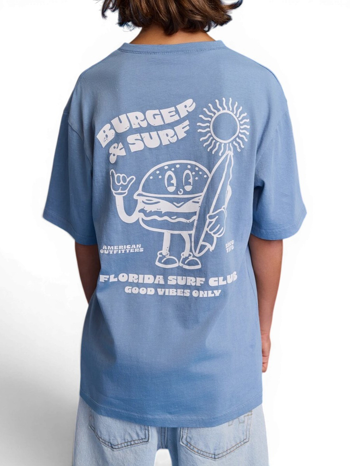 Blauwe t-shirt met print en logo AO76