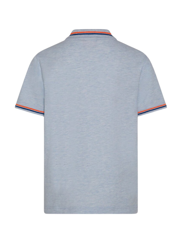 Lichtblauwe polo met kleur detail aan de kraag AO76 