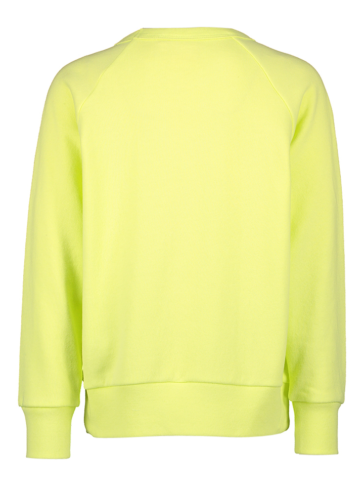Fluo sweater met ronde hals en blauw opschrift AO 