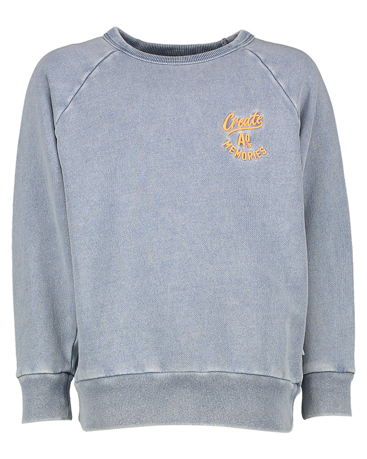 Blauwe sweater met borduur detail AO76