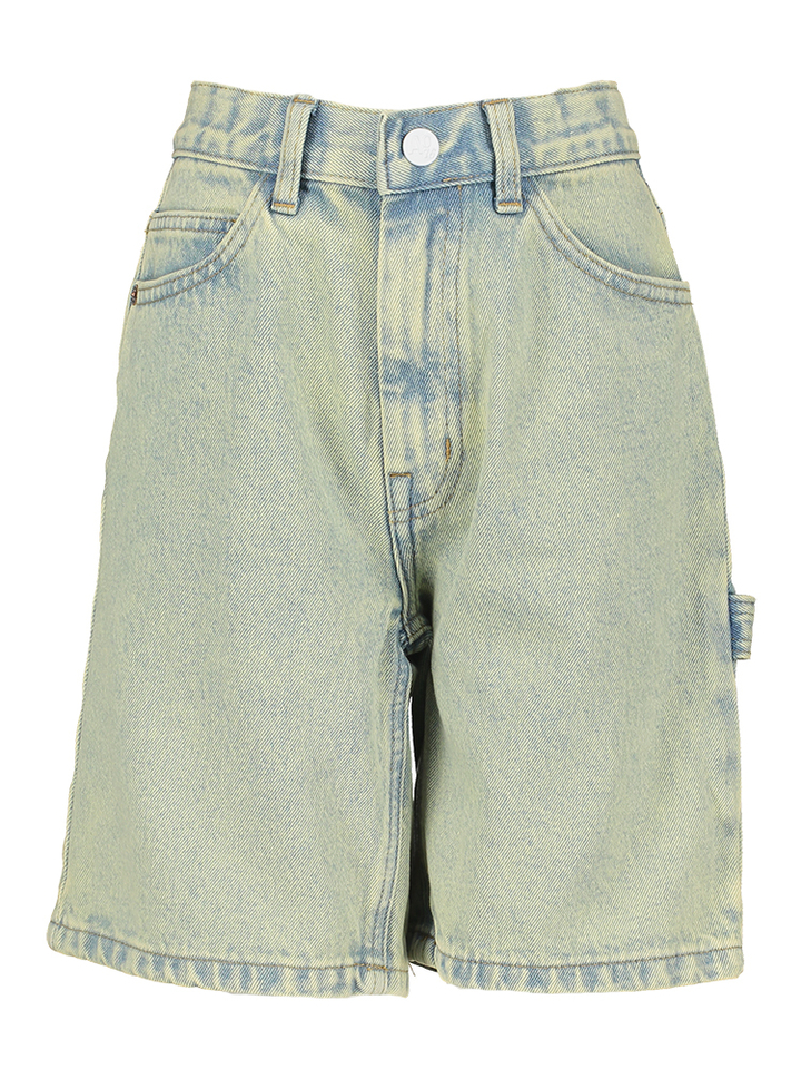 Blauwe washed short jeans AO76