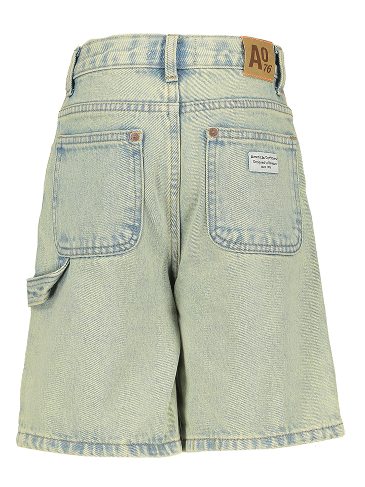 Blauwe washed short jeans AO76