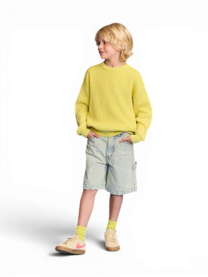 Blauwe washed short jeans AO76 