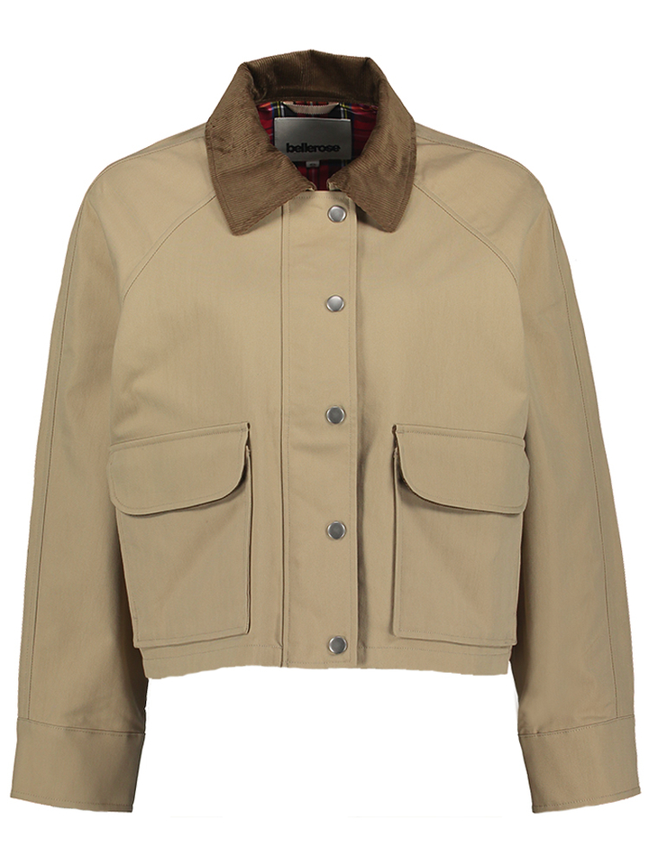 Beige korte jas met kraag in velour Hack Bellerose