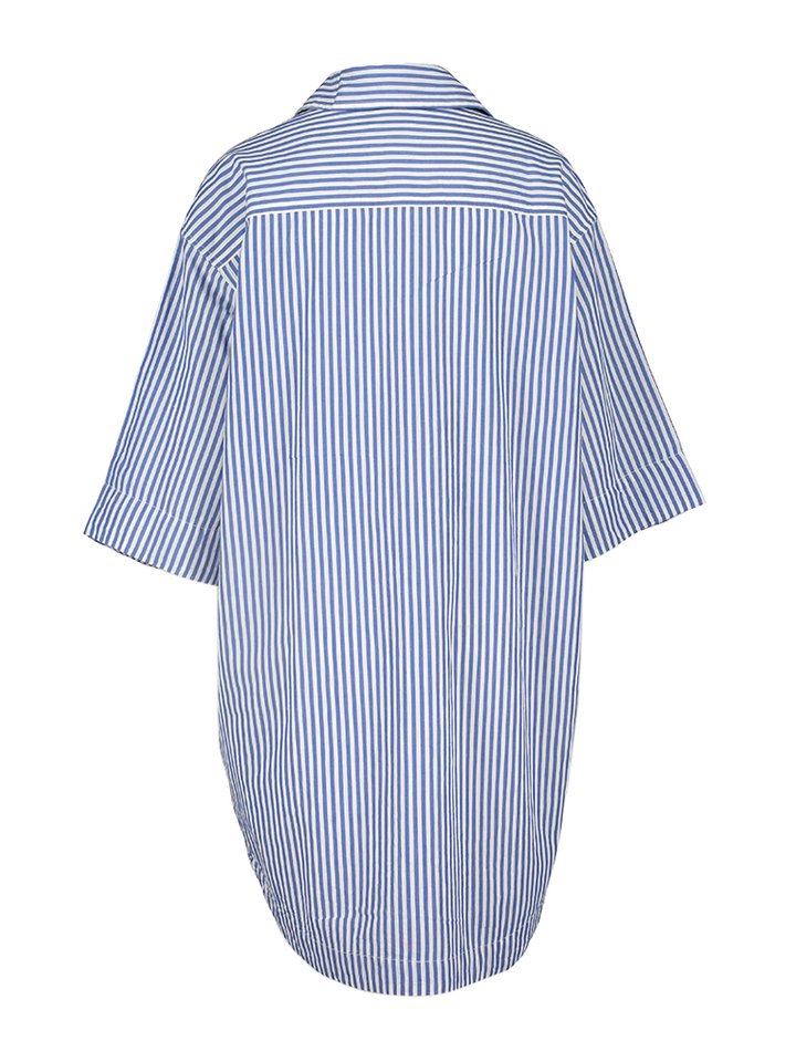 Blauw wit gestreepte losvallende jurk Apoloh Bellerose