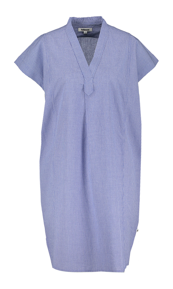 Blauwkleurige geruite losvallende jurk Hazer Bellerose