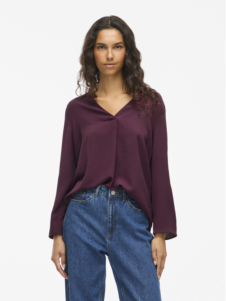 Bordeaux blouse met v-hals Vijosa Vila 