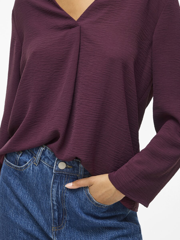 Bordeaux blouse met v-hals Vijosa Vila 