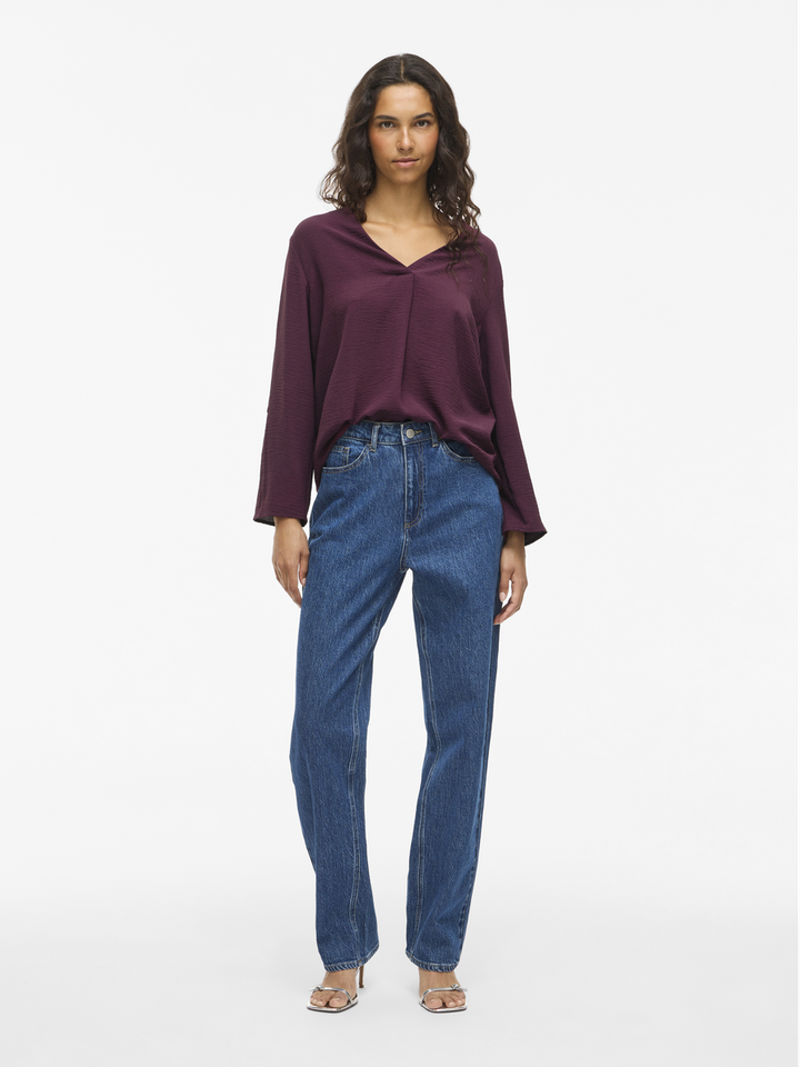 Bordeaux blouse met v-hals Vijosa Vila 