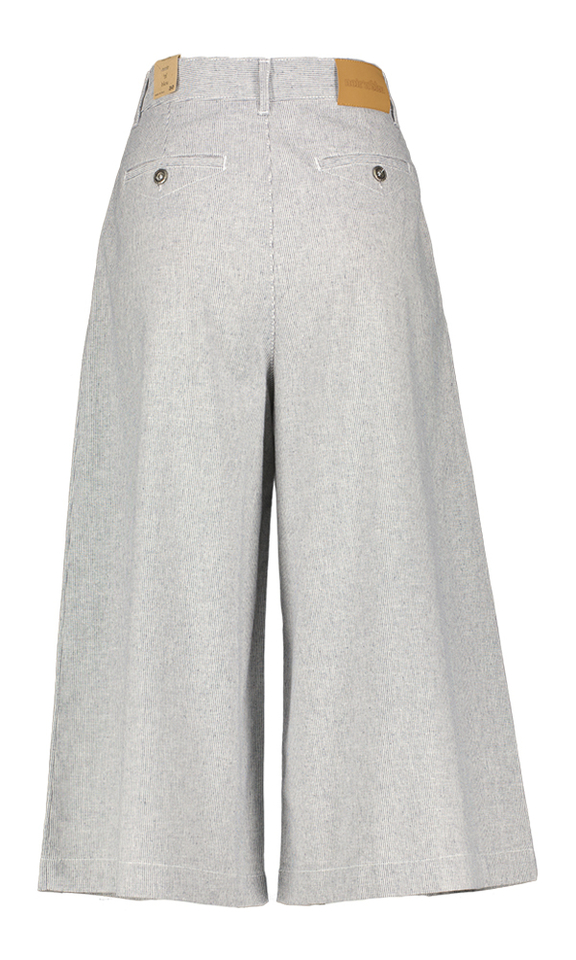 Witte 7/8 broek met blauwe strepen van linnen en katoen Edel Noir'N Bleu
