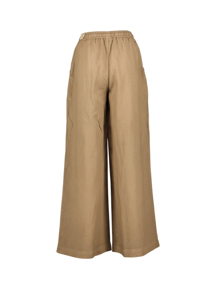 Bruine losvallende linnen broek met elastiek Demi Jogger Neo Noir