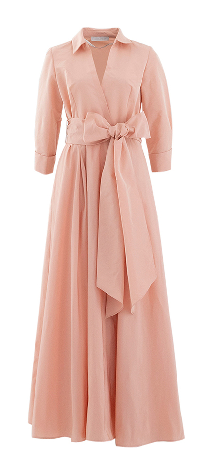 Roze lang kleed met strik detail Carla Ruiz 