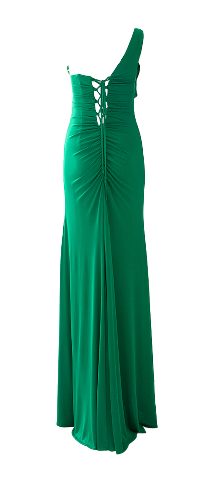 Groen lang kleed met lint sluiting detail Carla Ruiz