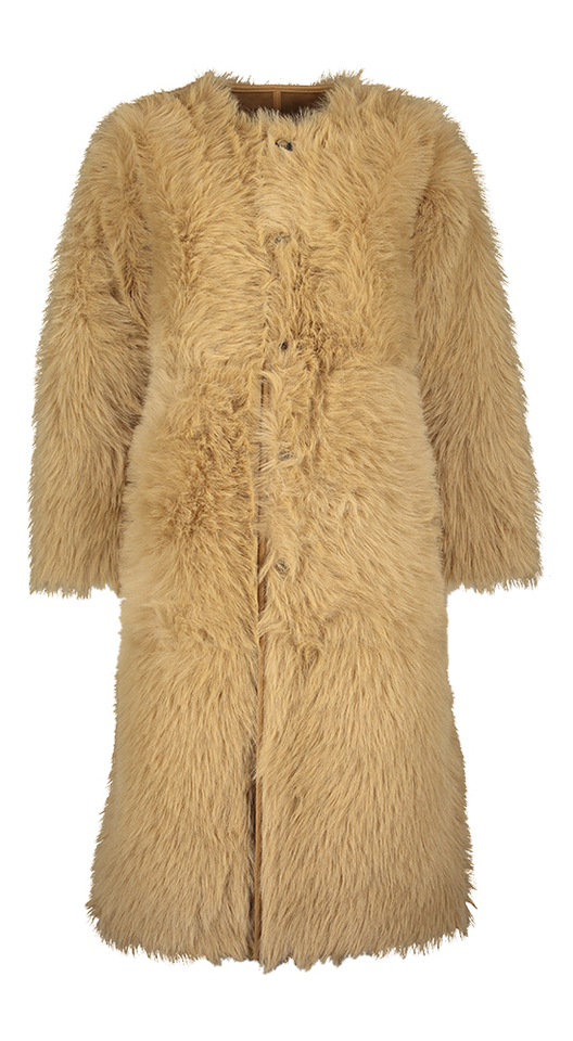 Camelkleurige reversible mantel met faux fur Urbancode 