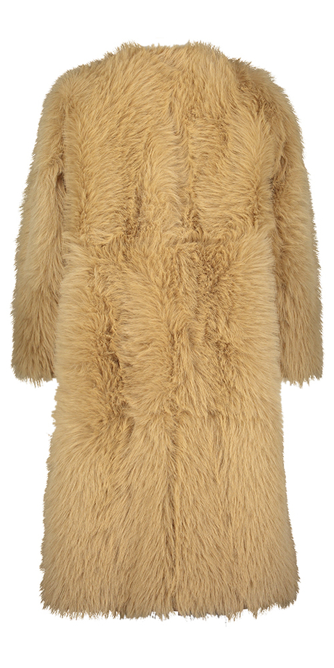 Camelkleurige reversible mantel met faux fur Urbancode 