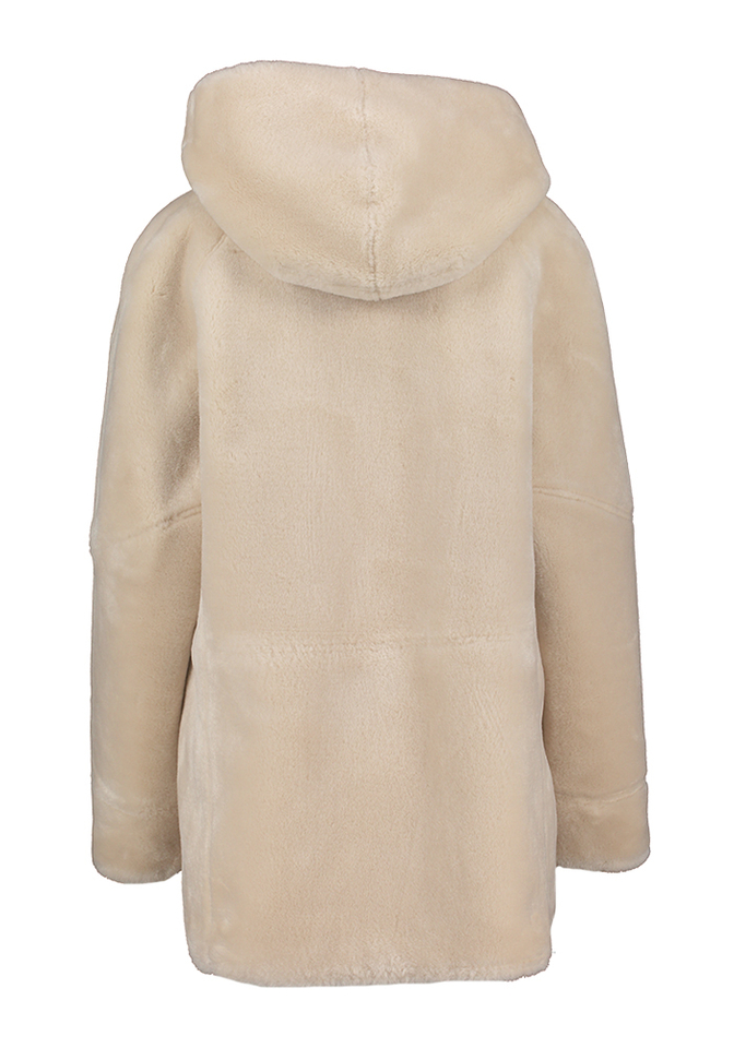 Beige reversible mantel met faux fur Urbancode 