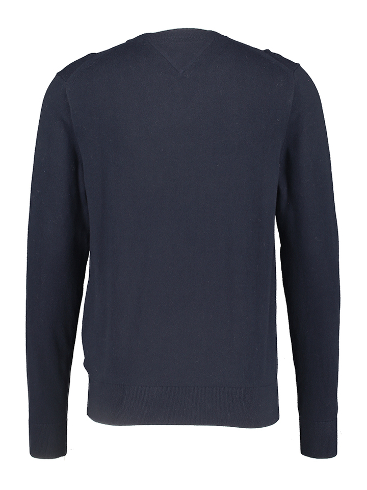 Blauwe katoenen trui met V-hals Tommy