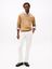 Camelkleurige pull met v-hals en merklogo Tommy Hilfiger