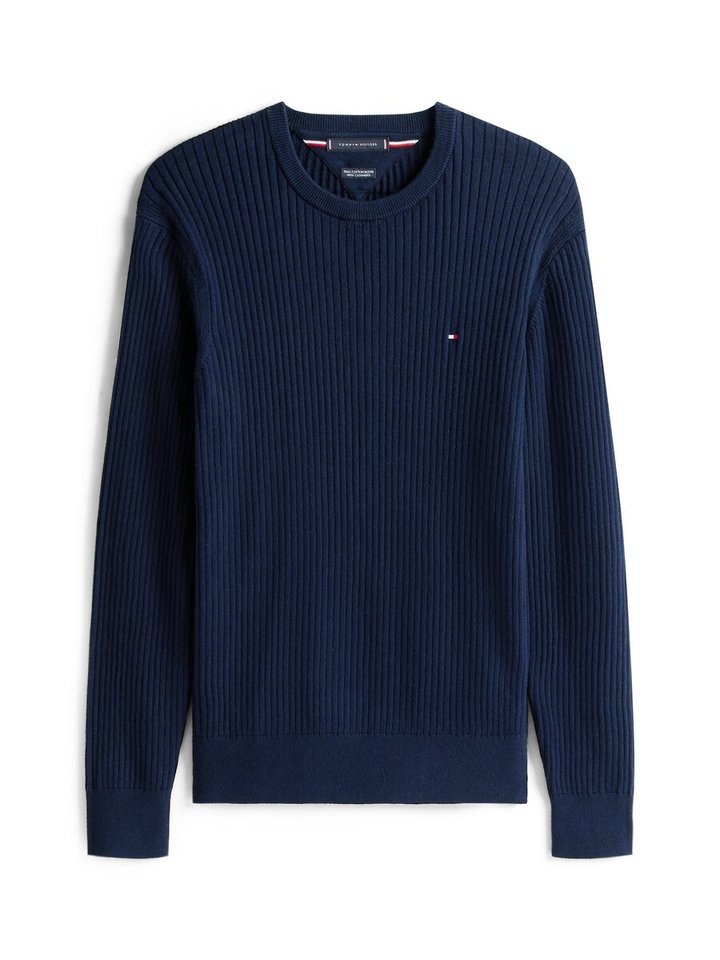 Blauwe trui in ribbel Tommy Hilfiger 