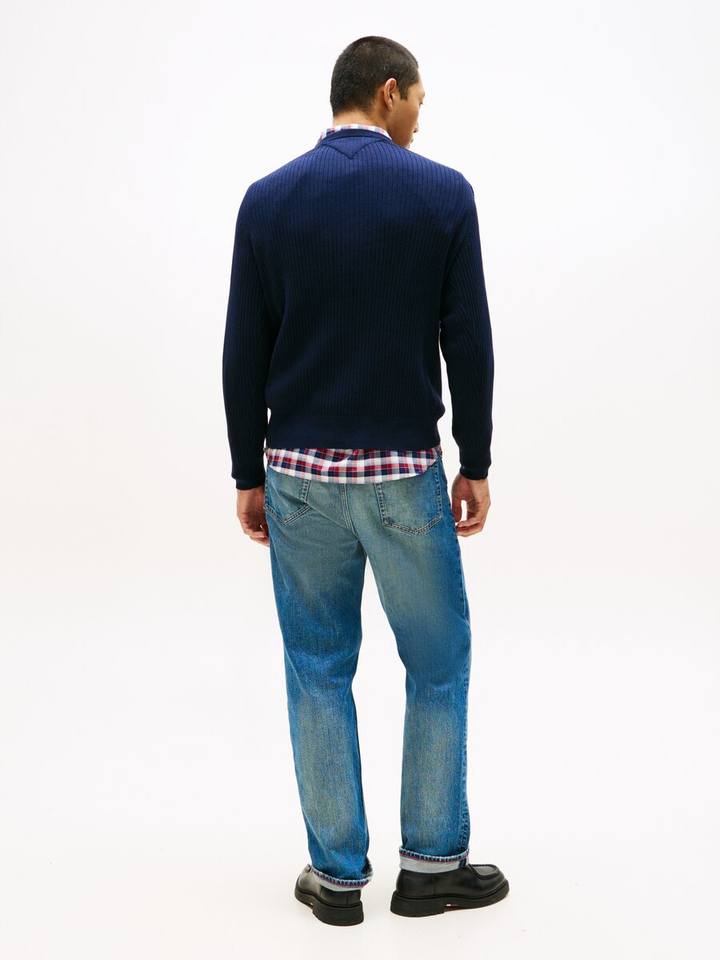 Blauwe trui in ribbel Tommy Hilfiger 