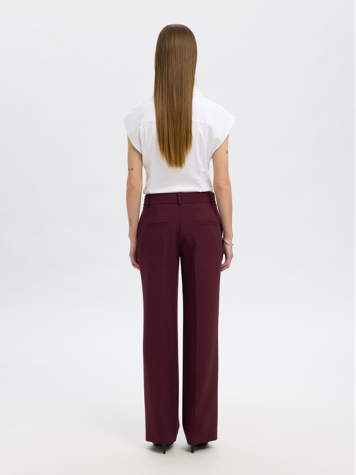 Bordeaux kleurige geklede broek Selected