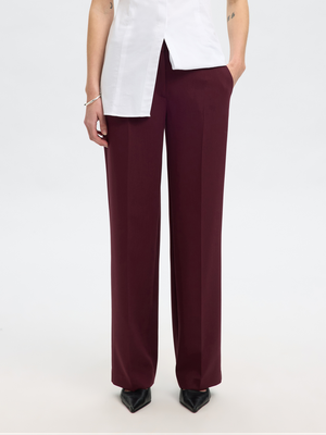 Bordeaux kleurige geklede broek Selected