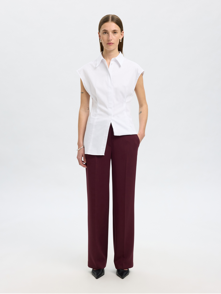 Bordeaux kleurige geklede broek Selected